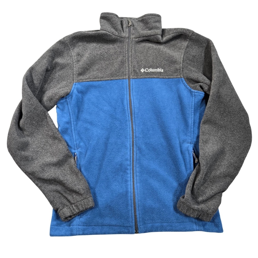 Columbia Jacket Mens Small Blue Gray Fleece Full Zip Outdoor Hiking WM3220